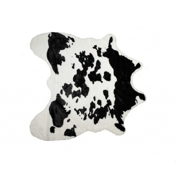 Homeroots 0.25 x 4.25 x 5 in. Faux Hide Rug Sugarland Black and amp; White 294242 - main